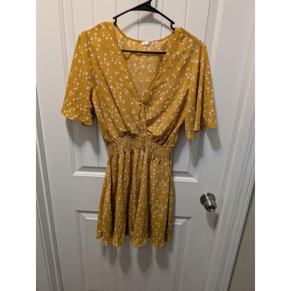 Heart & Hips Mustard Yellow Floral Midi Dress
